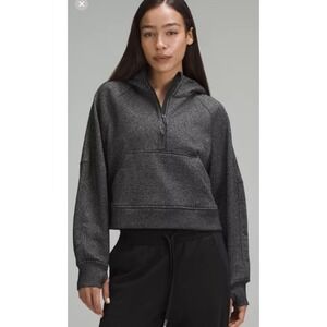 Lululemon Womens Scuba Oversized Half Zip Grey Black Cropped Hoodie M/L Pullover